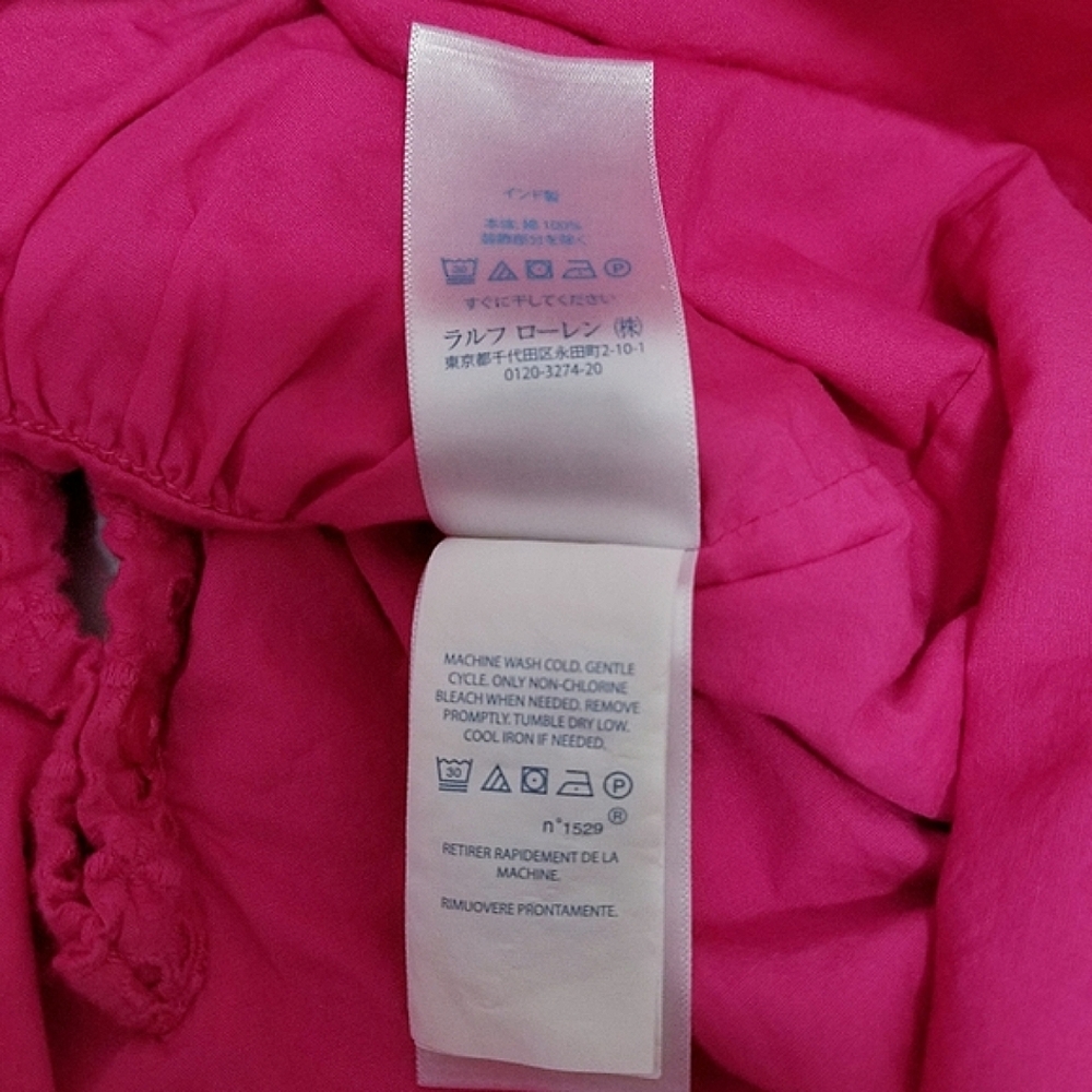 Ralph Lauren Bright Pink Eyelet Sleeveless Cotton Ruffle Accent Dress 12M - Picture 6 of 6
